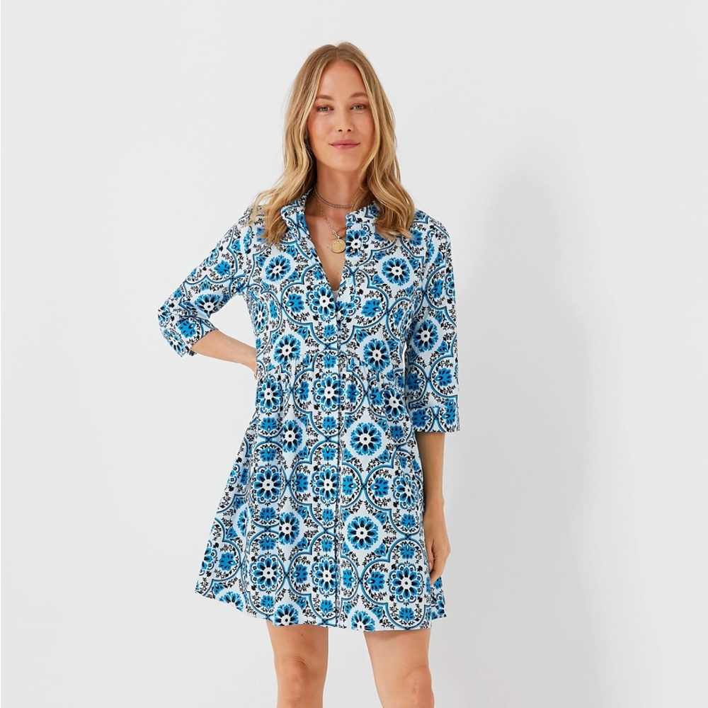 Tuckernuck Blue Medallion Royal Shirt Dress